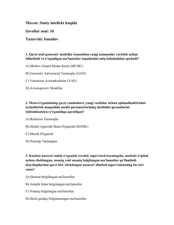 Suniy intellekt haqida