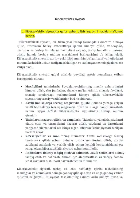 Kiberxavfsizlik siyosati