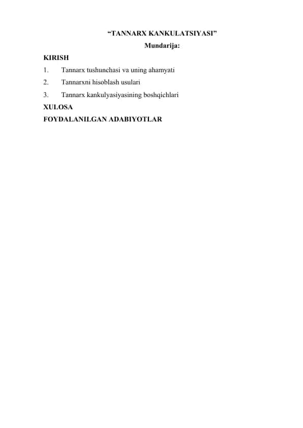 Tannarx kalkulyatsiyasi