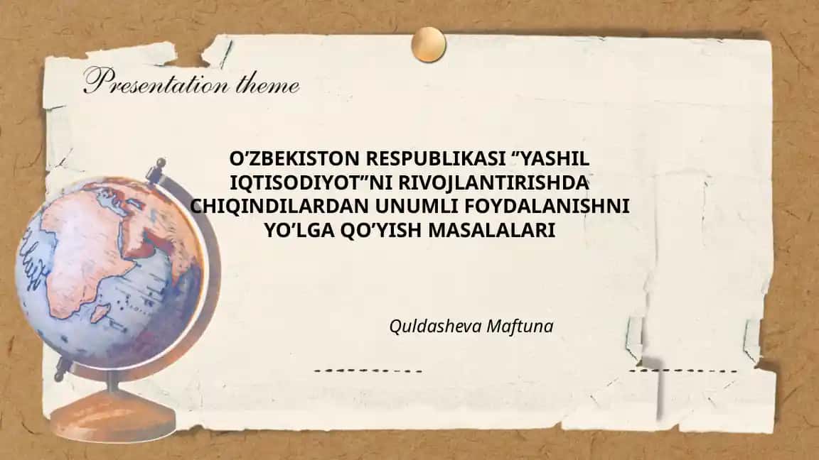 Atrof-muhitning ifloslanishi va uni baholash