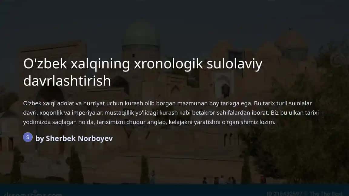O'zbek xalqining xronologik sulolaviy davrlashtirish