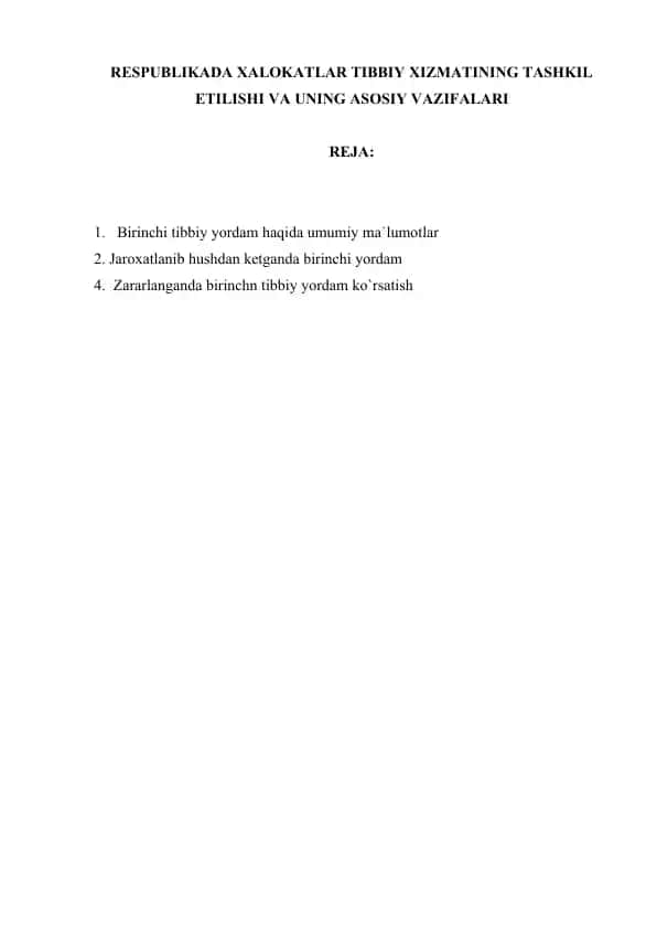 Xalokatlar Tibbiy Xizmati
