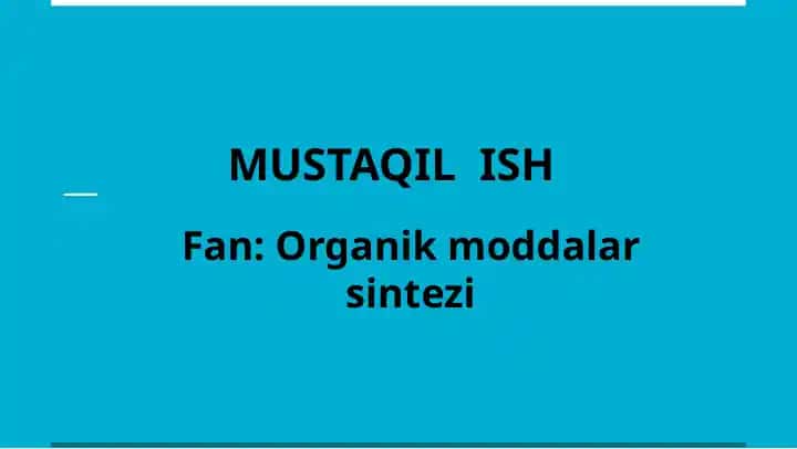 organik sintez