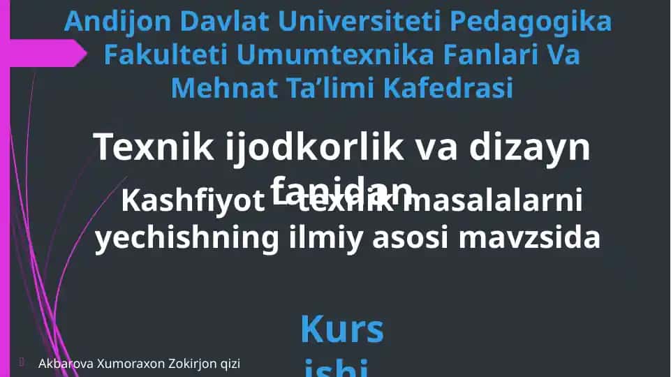Kashfiyot–texnik masalalar