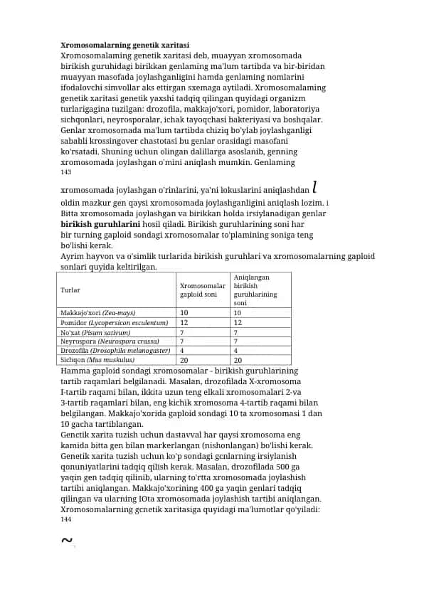 Xromosomalarning genetik xaritasi