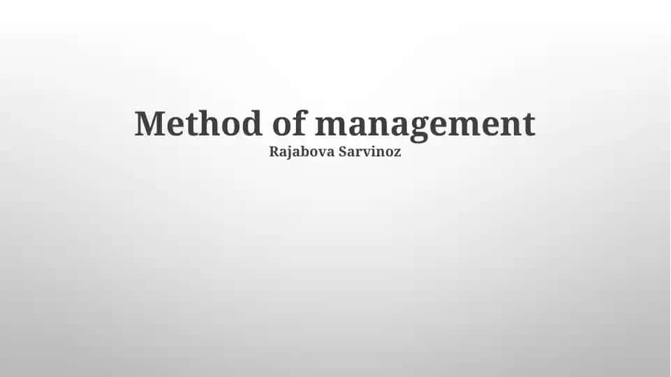 Method of management
