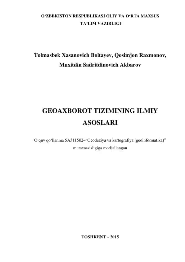 Geoaxborot tizimining ilmiy asoslari