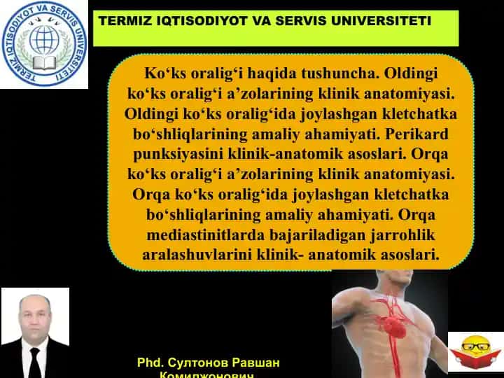 Ko'ks oralig'ining klinik anatomiyasi