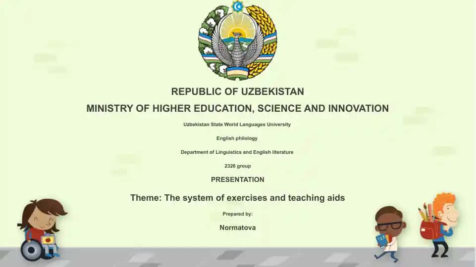 The system of exercises and teaching aids