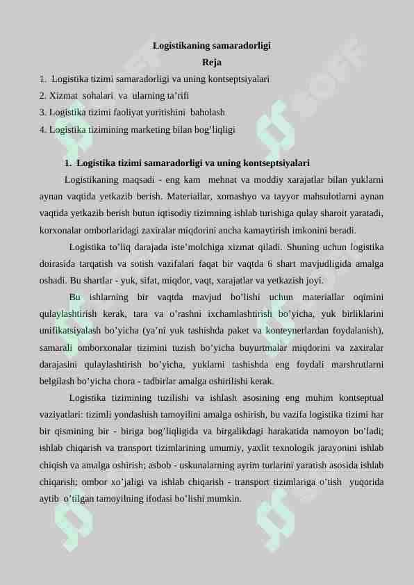 Logistikaning samaradorligi