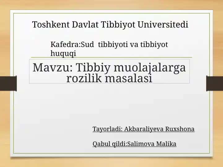 Tibbiy muolajalar g'ozilik masalasi