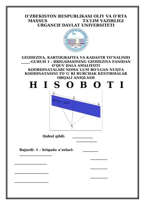 Geodeziya, Kartografiya va Kadastr Yo’nalişi