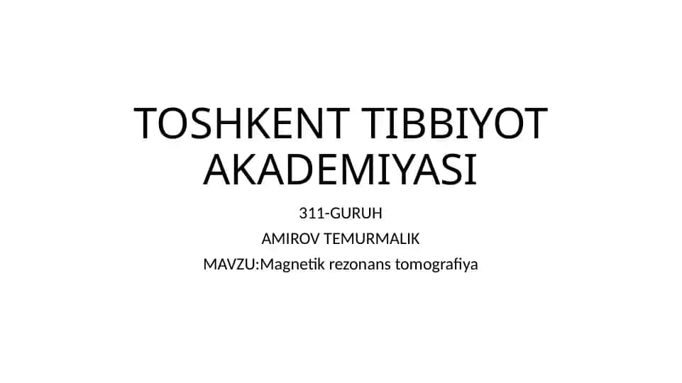 Magnetik rezonans tomografiya