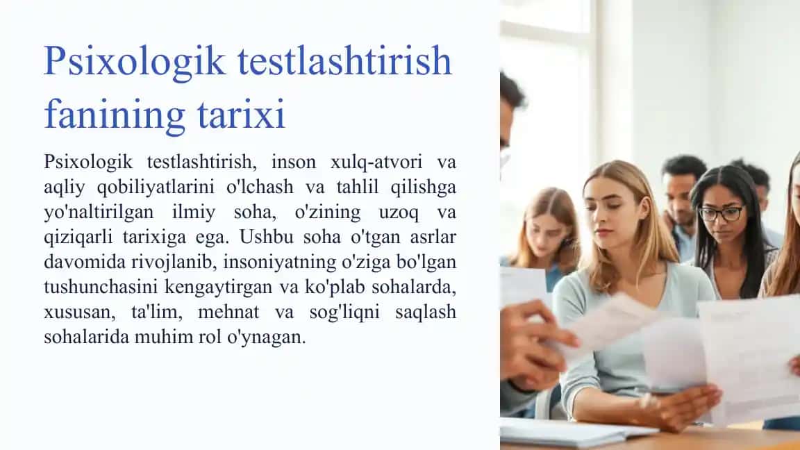 Psixologik testlashtirish fanining tarixi
