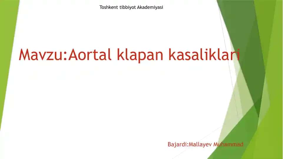 Aortal klapan nuqsonlari haqida tushuncha