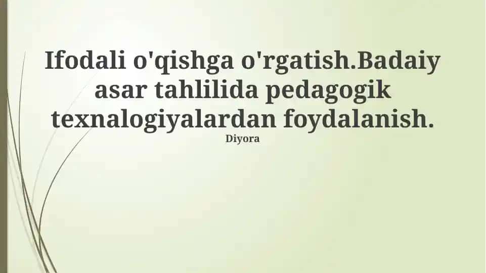 Adabiy Asarlar Tahlilida Pedagogik Texnologiyalar