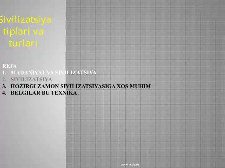 MADANIYAT VA SIVILIZATSIYA