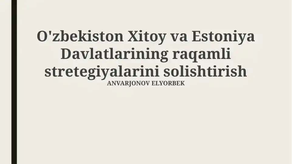 O'zbekistonning raqamli strategiyasi