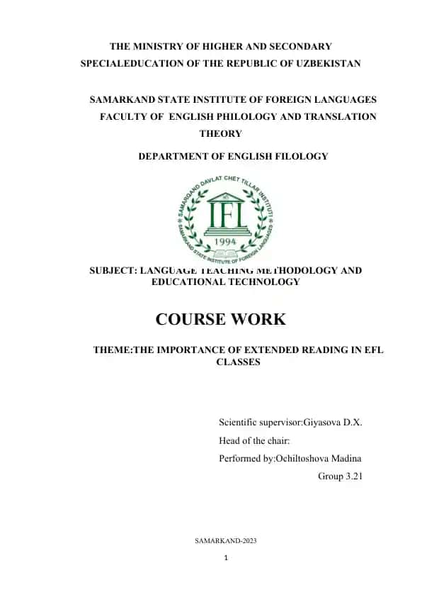 THE IMPORTANCE OF EXTENDED READING IN EFL
