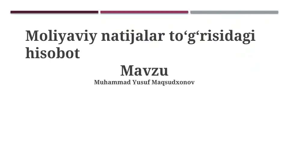 Moliyaviy natijalar to'g'risidagi hisobot