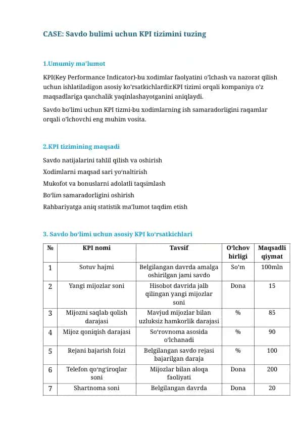 KPI tizimi