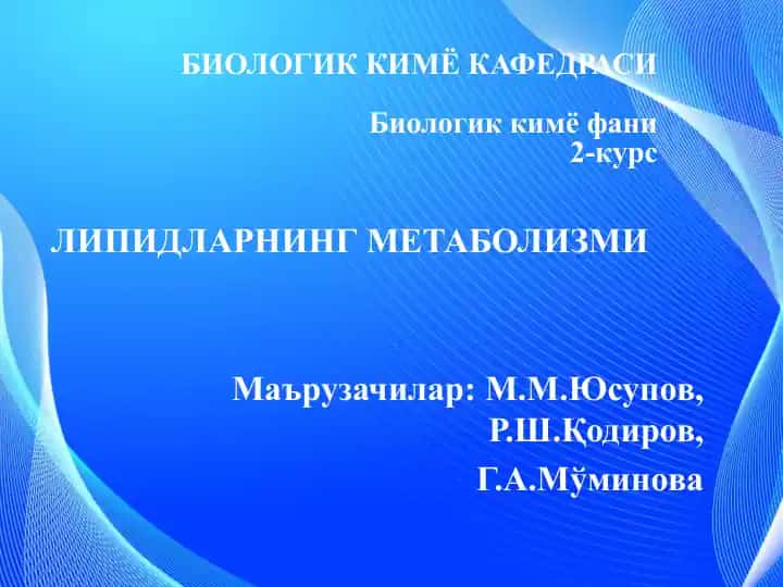 Lipidlar Metabolizmi