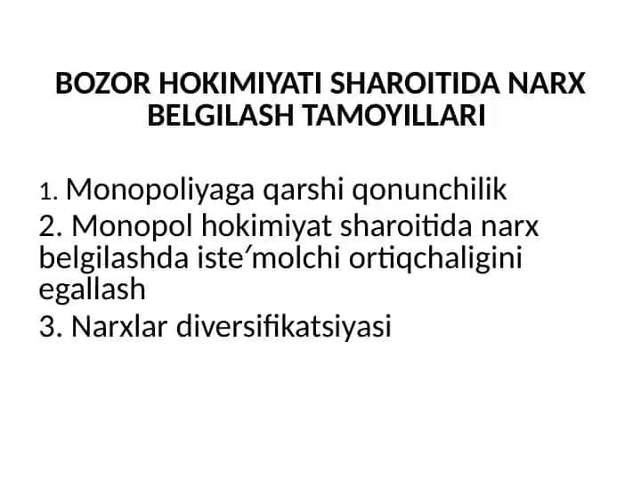 Narx belgilash tamoyillari