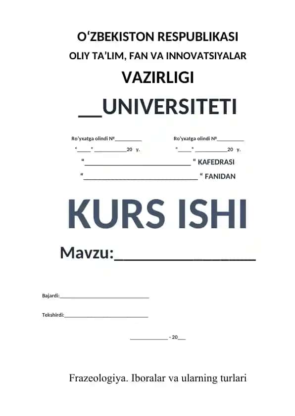 Frazeologiya. Iboralar va ularning turlari