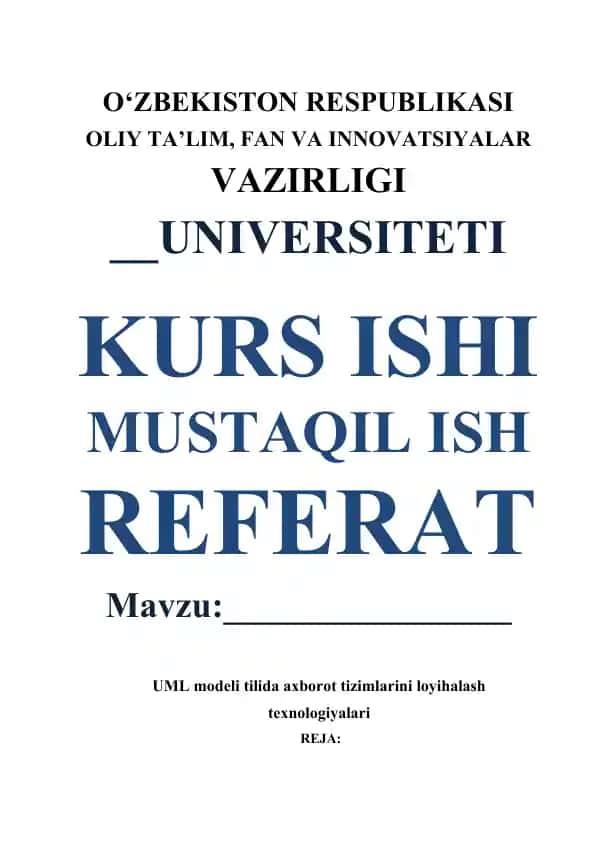 UML modeli tilida axborot tizimlarini loyihalash texnologiyalari