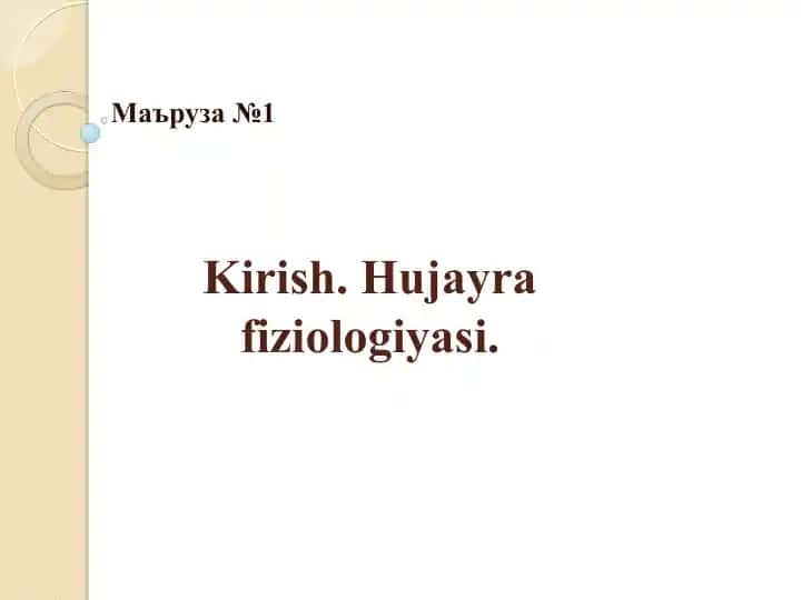 Hujayra fiziologiyasi