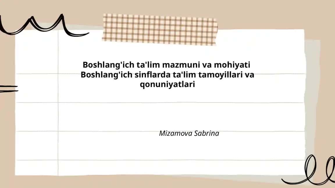 Boshlang'ich ta'lim mazmuni va mohiyati