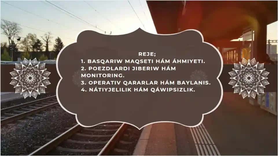 Poyezlerdi jiberiwde operativ basqariw