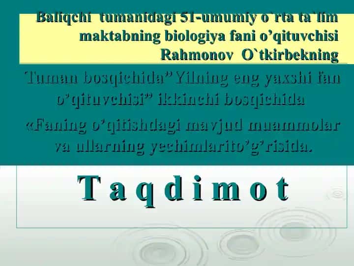 Biologiya fanini o'qitishda muammo va ularning yechimlari
