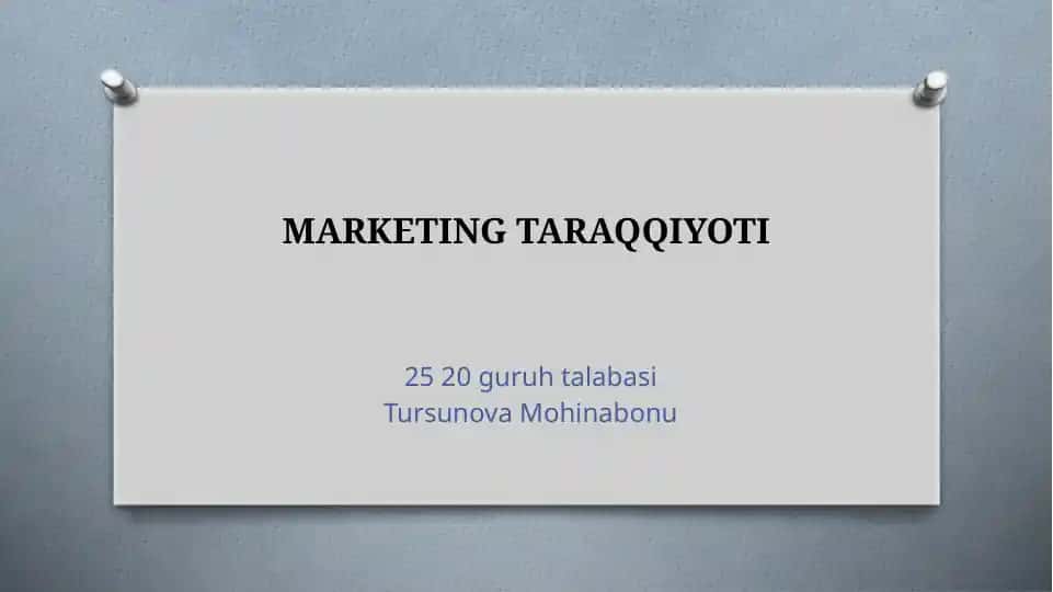 Marketing Taraqqiyoti