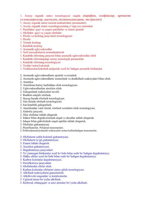 Organik Sintez Texnologiyasi
