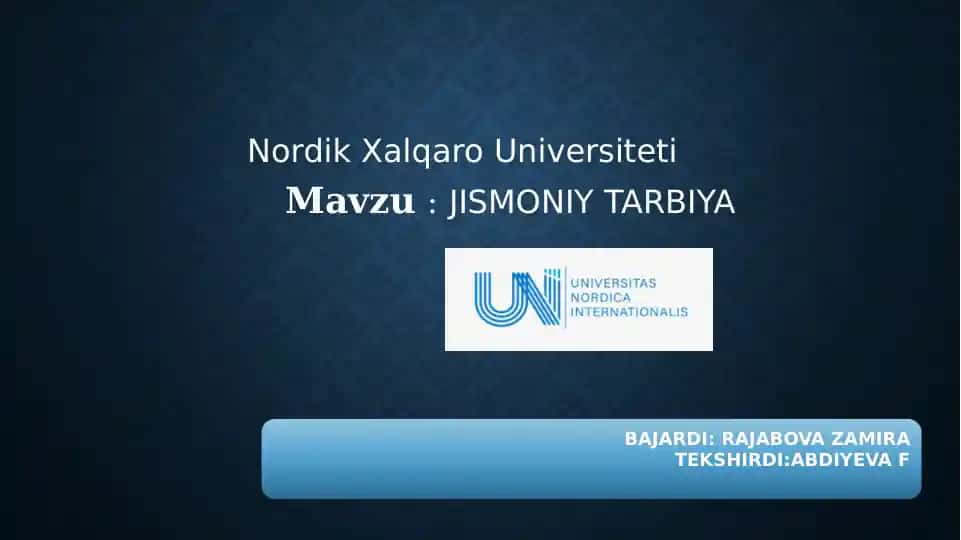 JISMONIY TARBIYA