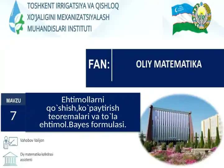 Bese Ehtimollar nazariyasi va matematik statistika