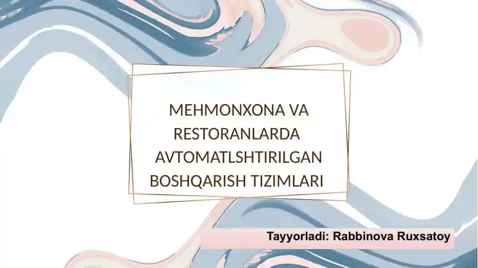 Avtomatlashtirish jarayoniga kiritilgan mehmonxona xizmatlari
