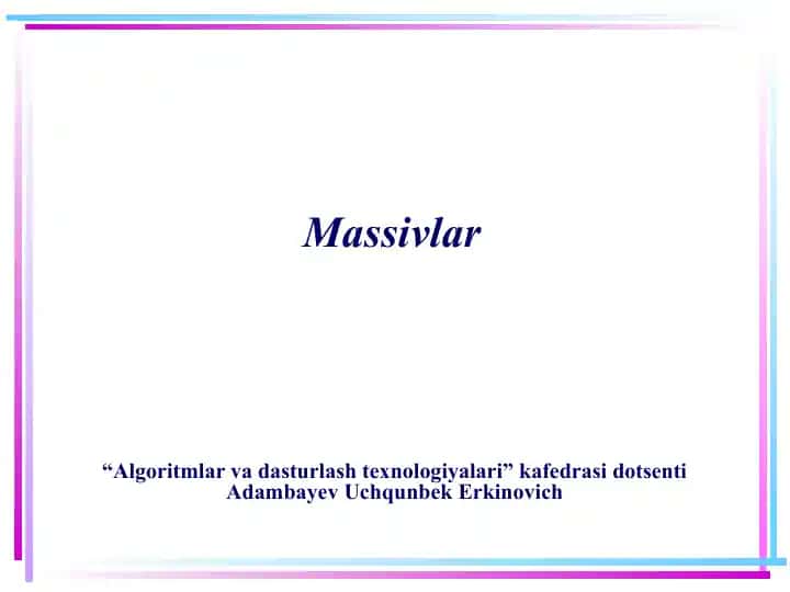 Massivlar