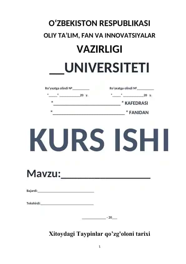 Xitoydagi Taypinlar qo’zg’oloni tarixi