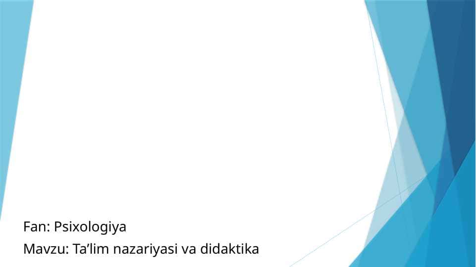 Ta’lim nazariyasi va didaktika