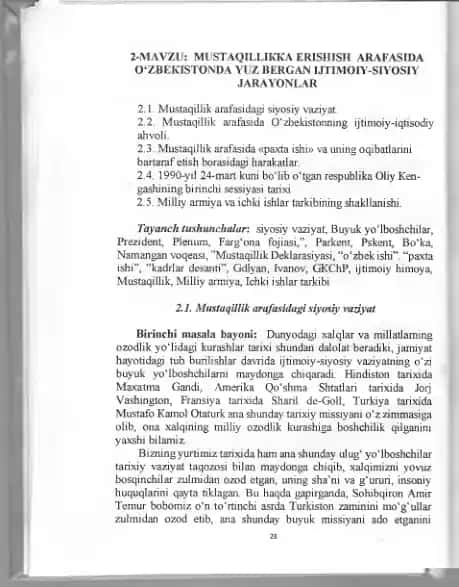 O'zbekistonda Mustaqillikka Erishish Arafasida Siyosiy Jarayonlar
