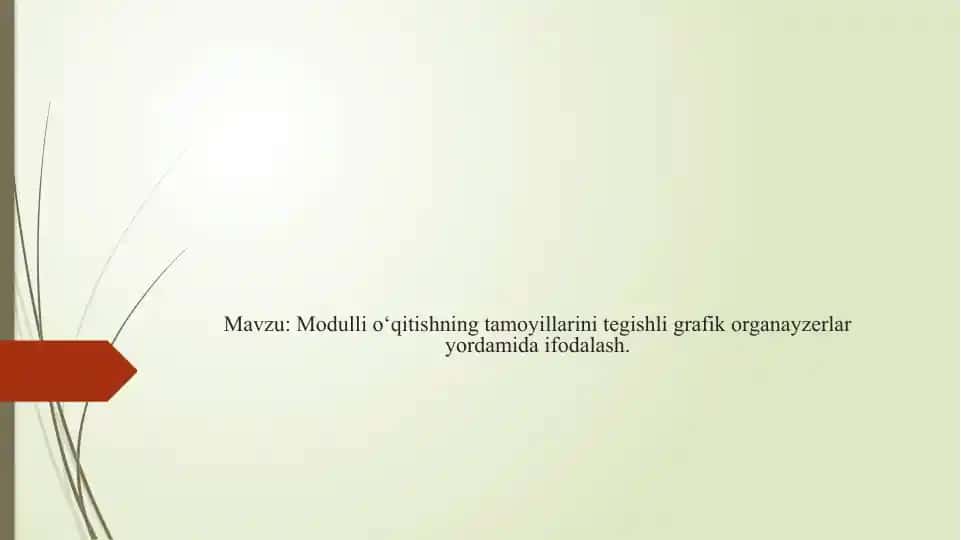 Modulli o‘qitishning tamoyillarini tegishli grafik organayzerlar yordamida ifodalash