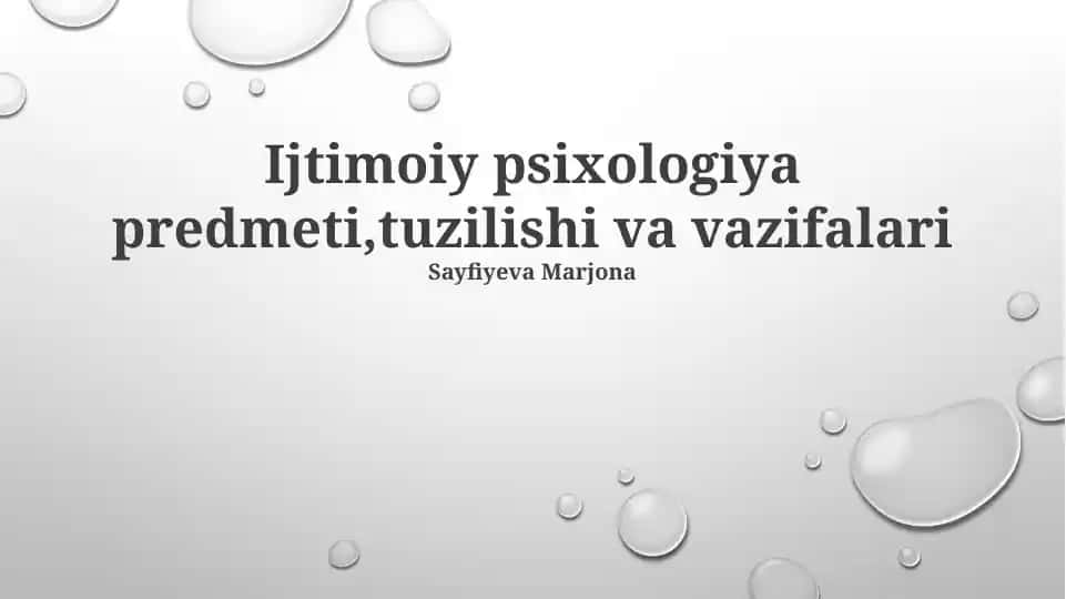 Ijtimoiy psixologiya predmeti,tuzilishi va vazifalari