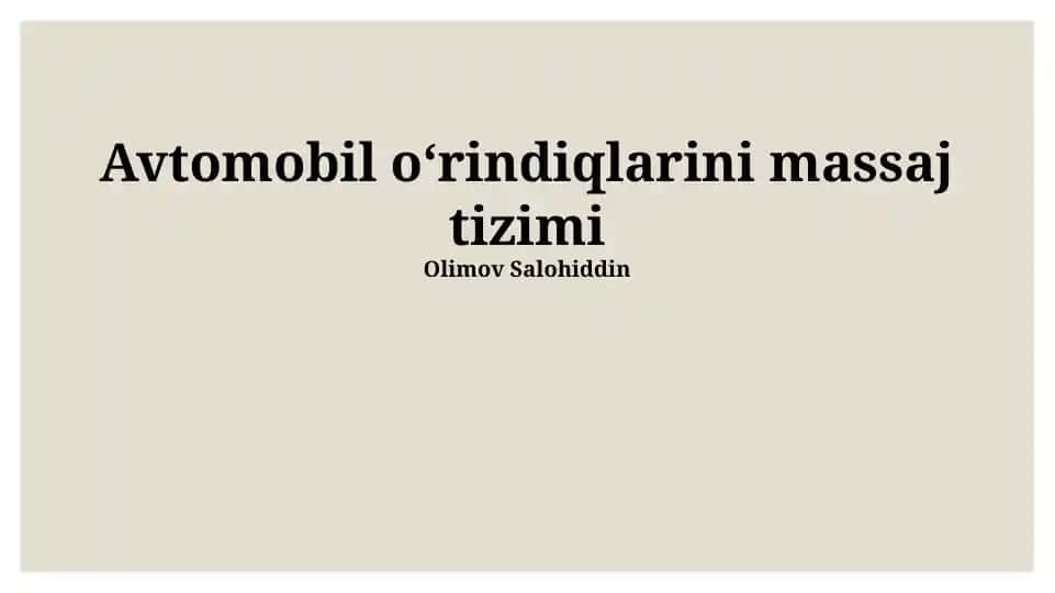 Avtomobil O'rindig'i Massaj Tizimi