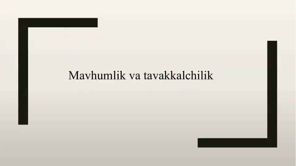 Mavhumlik va tavakkalchilik