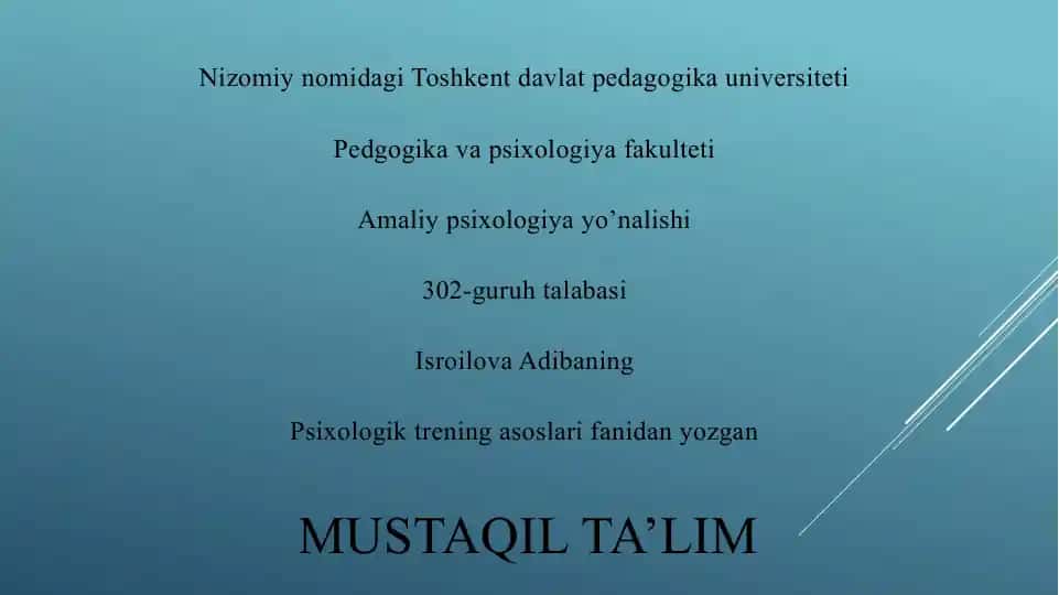 Psixologik trening asoslari