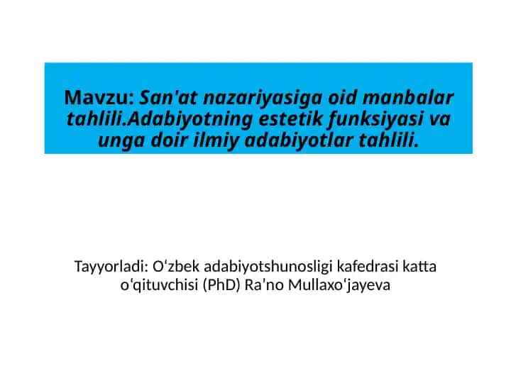 San'atnazariyasigaoidmanbalartahlili