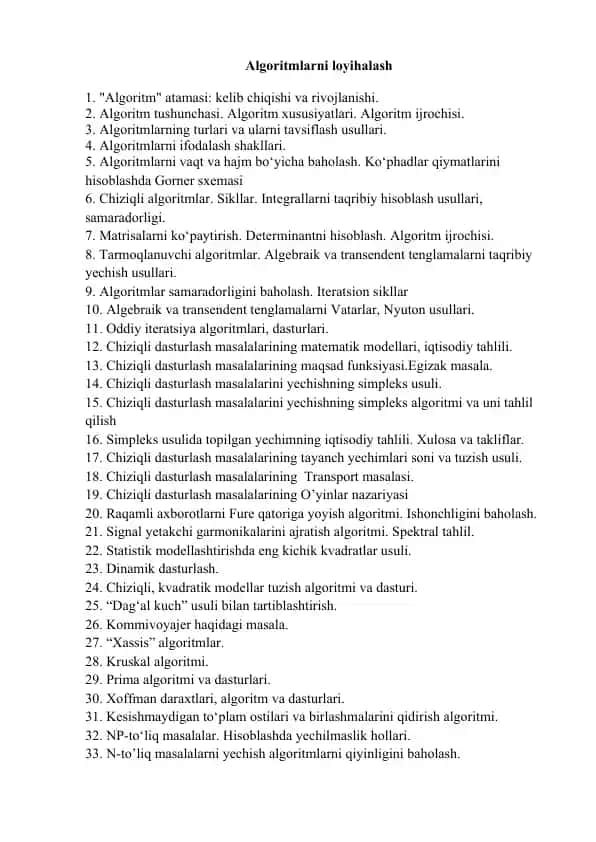 Algoritmlarni loyihalash