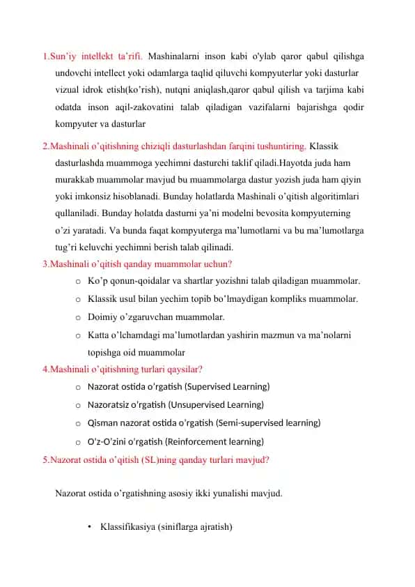 Mashinali o‘qitish tushunchalari va regressiya modellari